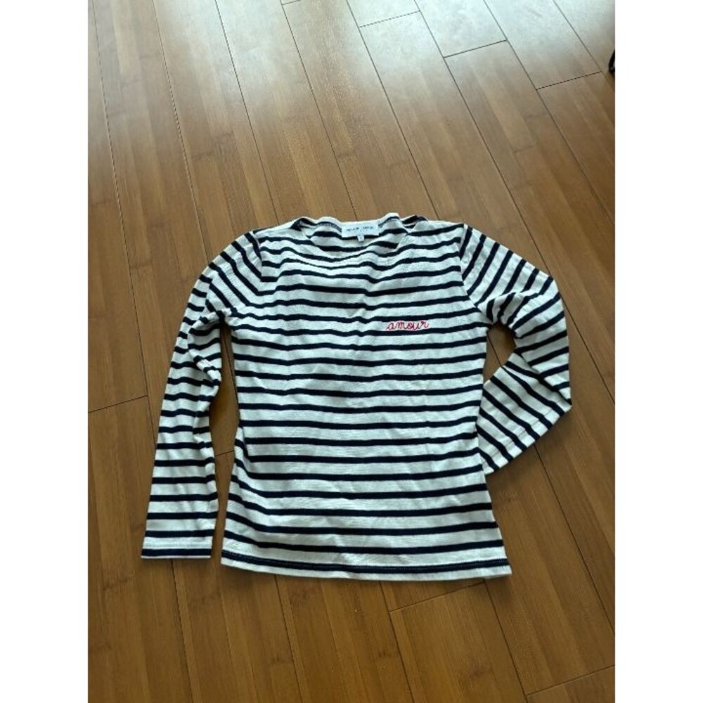 Maison Labiche striped t-shirt blue amour embroidered small